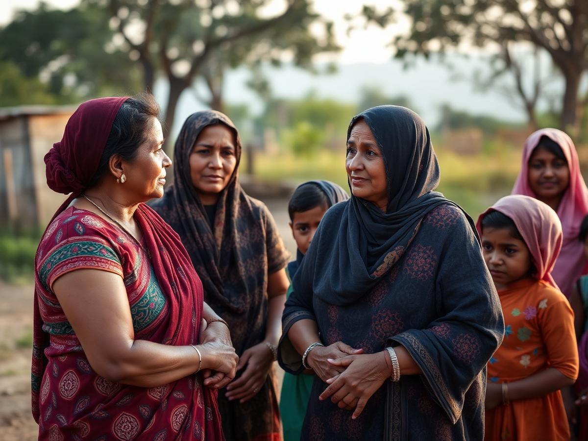 Founders Rajasree and Lilibet speaking with village families